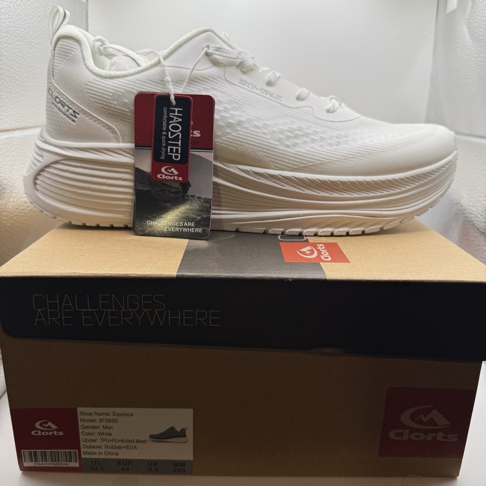 Clorts Equinox Sky-Walk Mens White Sneakers 3F066E Size 10.5 NIB